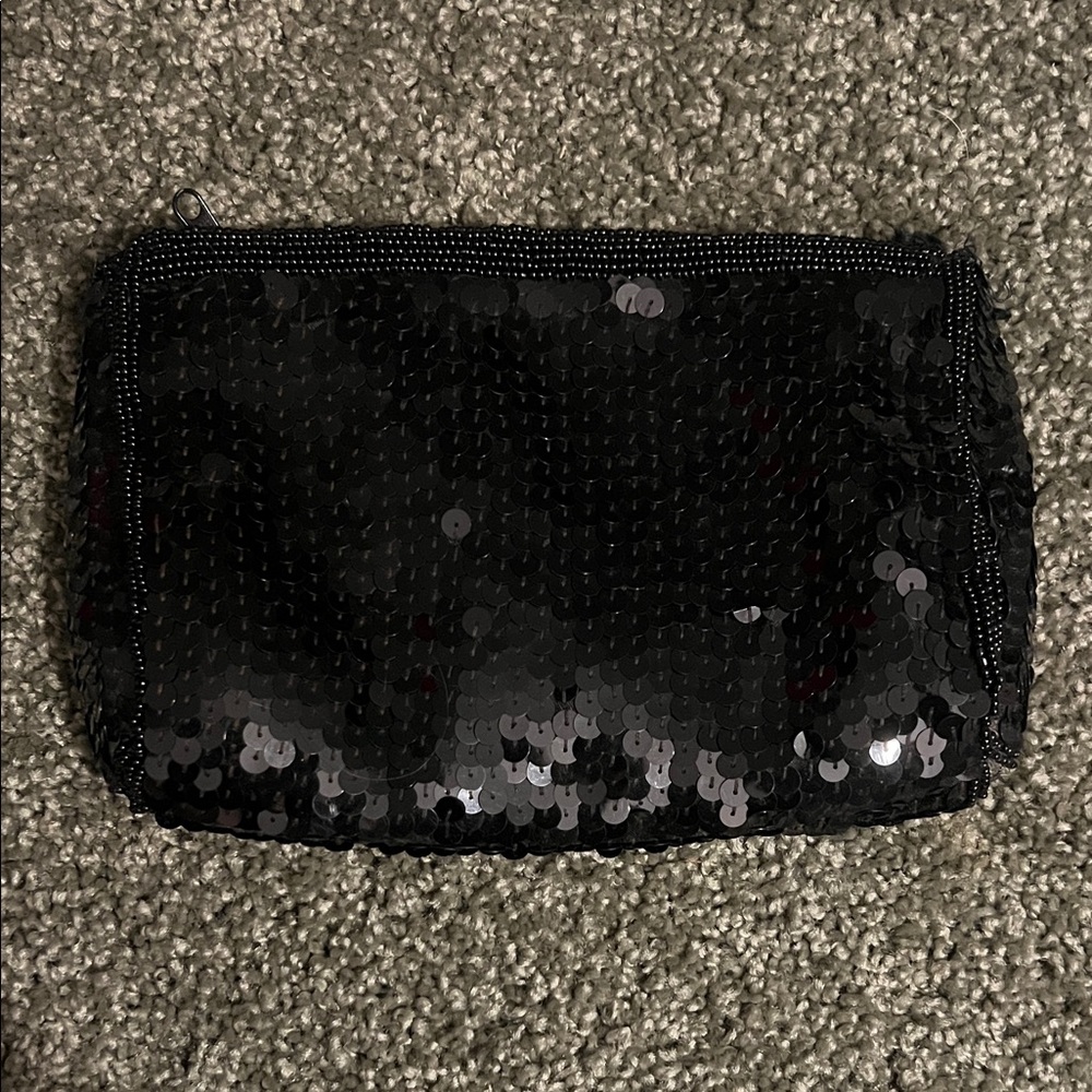 Vintage Elegant Black Sequin Clutch by Dolce by Pierre